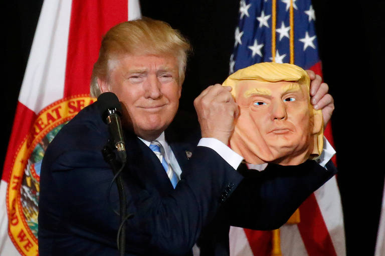 O presidente americano Donald Trump durante evento de sua campanha na Flórida 