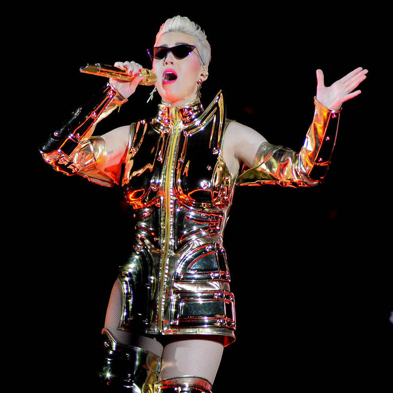 A cantora americana Katy Perry durante show em São Paulo