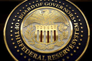 FILE PHOTO: The seal for the Board of Governors of the Federal Reserve System in Washington
