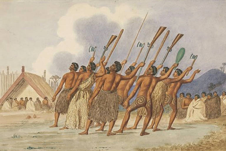  Maoris, povo nativo da Nova Zelândia, fazem dança tradicional