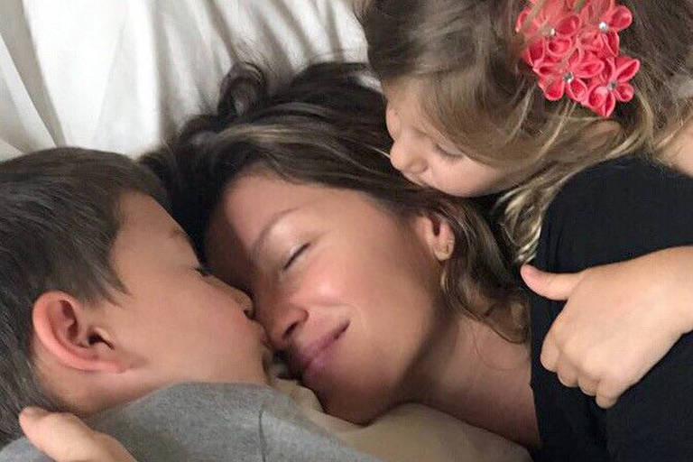 Gisele Bündchen com os filhos Vivian Lake Brady e Benjamin Brady