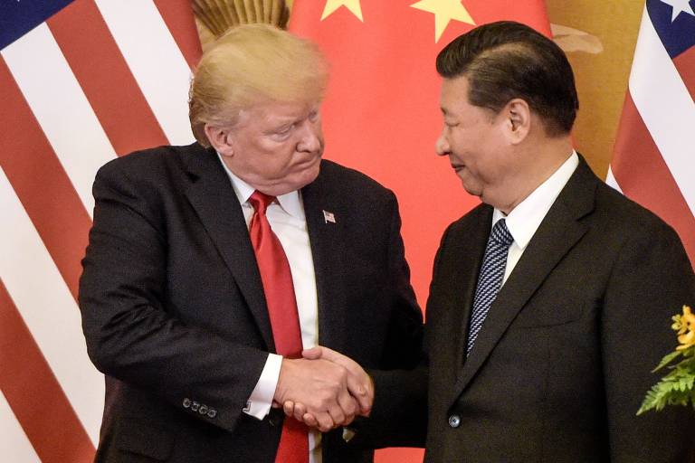Os presidentes dos EUA, Donald Trump, e da China, Xi Jinping, em Pequim
