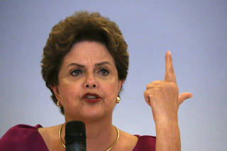 Former Brazilian President Dilma Rousseff speaks during a news conference in Rio de Janeiro