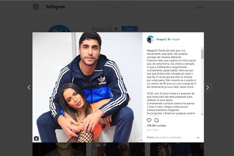 Thiago Magalhães faz 'textão' de aniversário para Anitta