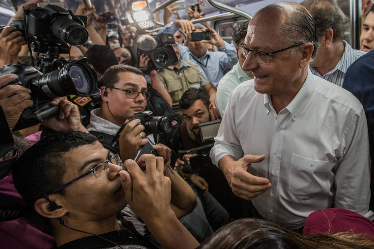 O governador Geraldo Alckmin na inauguração da estação Guarulhos-Aeroporto da CPTM