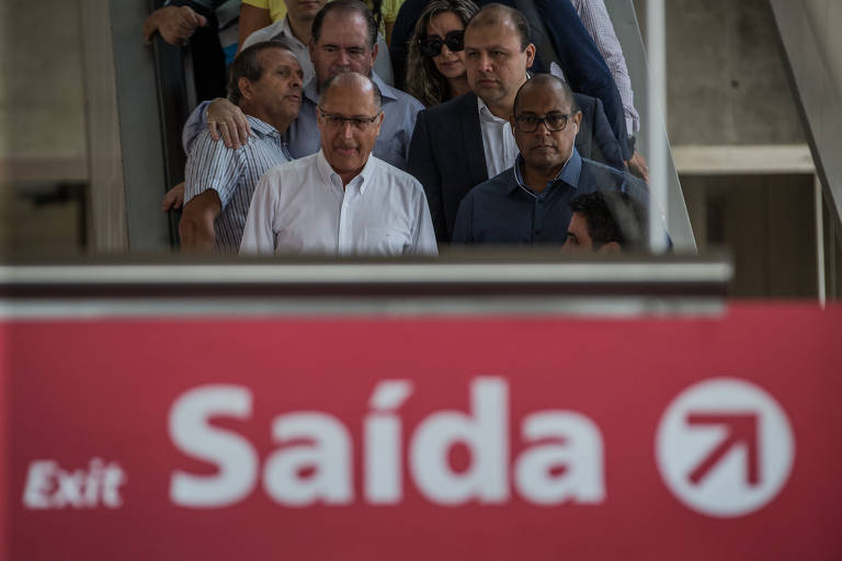 O governador Geraldo Alckmin na inauguração da estação Guarulhos-Aeroporto da CPTM