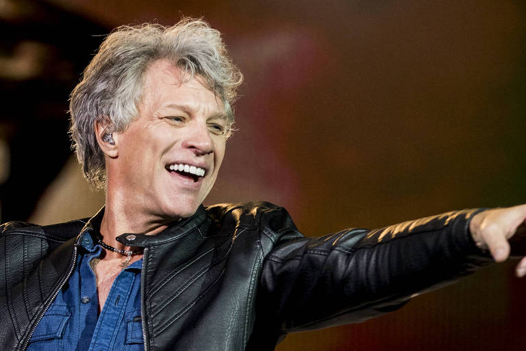 O cantor Jon Bon Jovi, durante apresentação em São Paulo