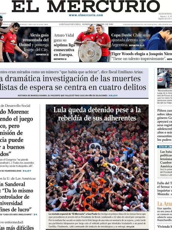 No chileno El Mercúrio, a foto tirada por Francisco Proer e distribuída pela agência Reuters
Foto: Reprodução/El Mercurio