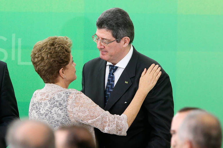 A então presidente Dilma Rousseff empossa Joaquim Levy, que era vice do Bradesco, como ministro da Fazenda