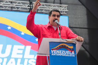 Venezuela's President Nicolas Maduro addresses supporters during a rally in Caracas