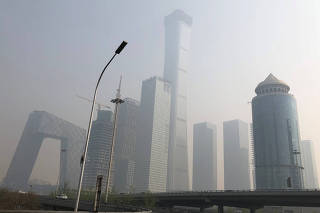 Buildings are seen in Beijing's central business area