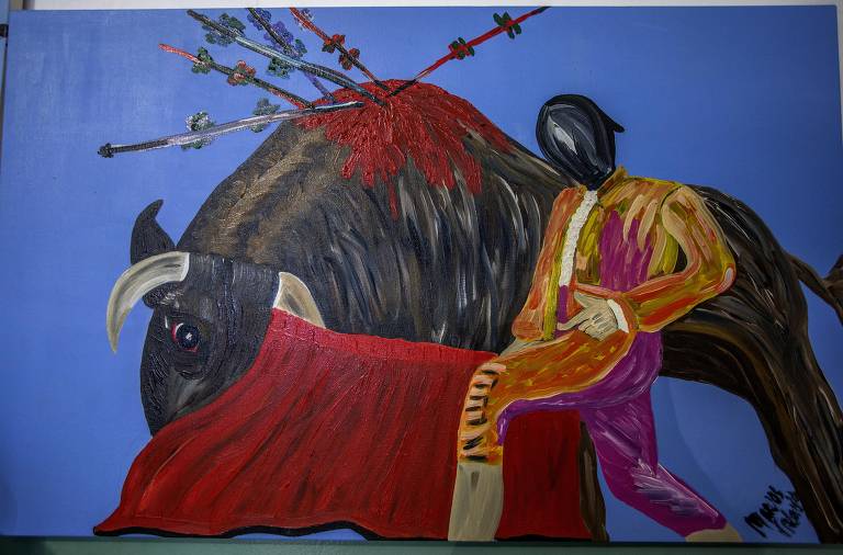 Uma das telas que o publicitário pintou durante os primeiros sete meses na Apac de Sete Lagoas (MG)