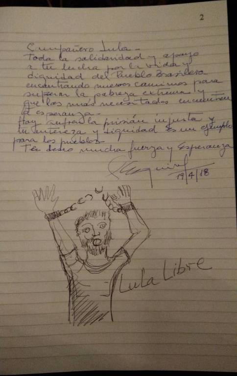 Carta escrita por Adolfo Pérez Esquivel para Lula