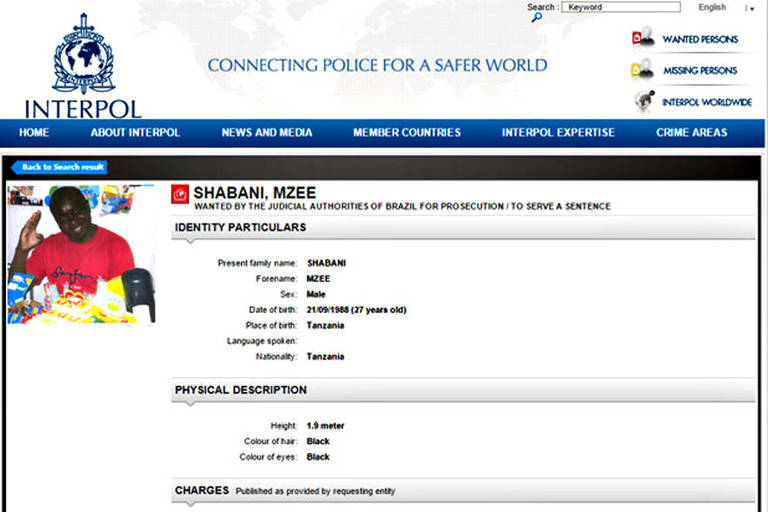 Mzee Shabani, padrasto do menino Ezra, na lista de procurados da Interpol