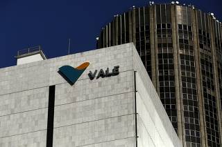 File photo shows the company logo of Brazilian mining company Vale SA at its headquarters in downtown Rio de Janeiro