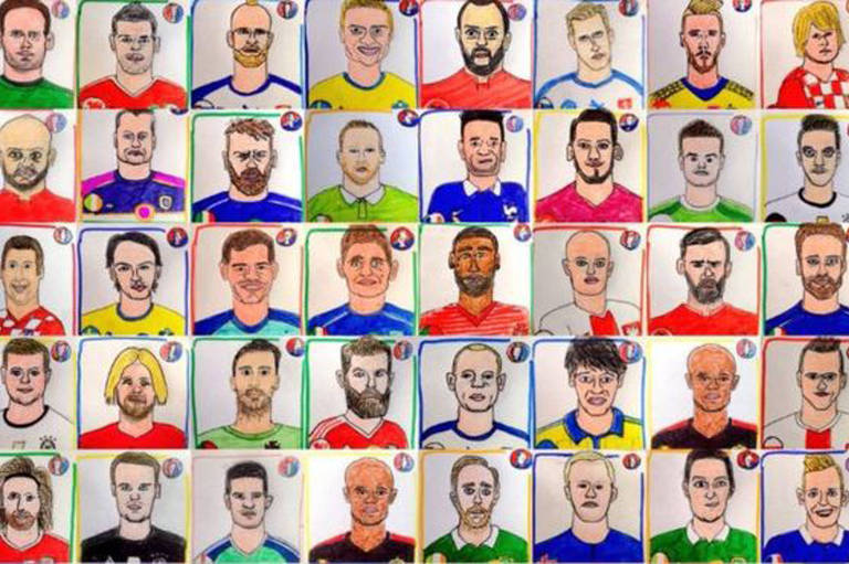 Desenhos que Alex e Sian Pratchett fizeram durante a Eurocopa 2016