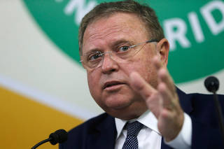 Brazil's Agriculture Minister Blairo Maggi attends a news conference in Brasilia