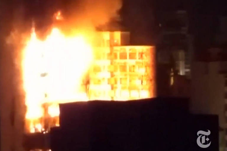 New York Times publica reportagem em vídeo com cenas do incêndio de prédio em São Paulo. Credito Reproducao