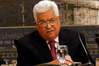 Palestinian President Mahmoud Abbas attends the Palestinian National Council meeting in Ramallah, in the occupied West Bank