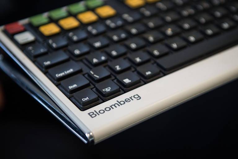 Teclado de terminal da Bloomberg, que fornece tecnologia e dados para o sistema financeiro