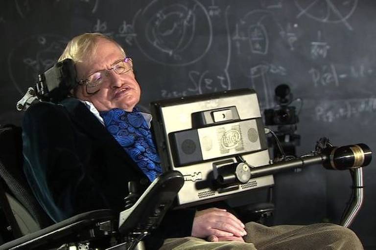 O físico Stephen Hawking em sua cadeira