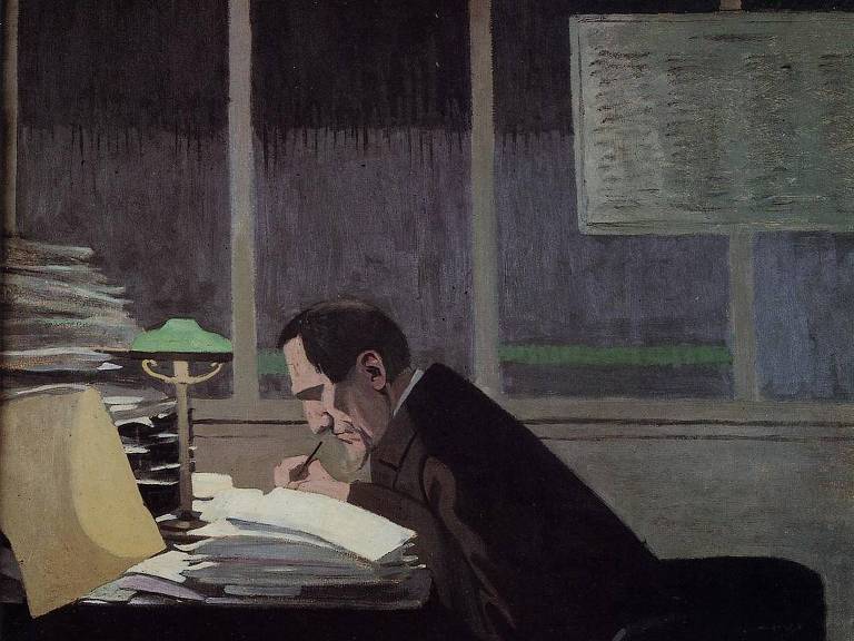 pintura de feneon em sua escrivaninha, de perfil
