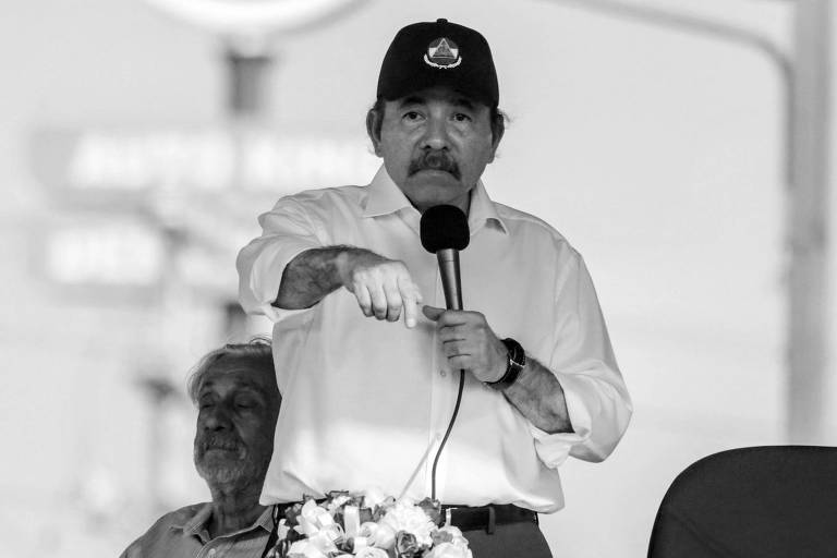 O presidente da Nicarágua, Daniel Ortega, discursa em evento em Manágua 