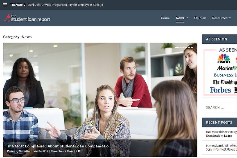 Captura de tela do site The Student Loan Report (Reprodução)