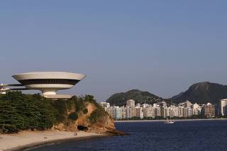 A view of the Contemporary Art Museum designed by architect Niemeyer in Niteroi city near Rio de Janeiro