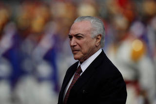 Brazil's President Michel Temer looks on during an Army Day ceremony, in Brasilia
