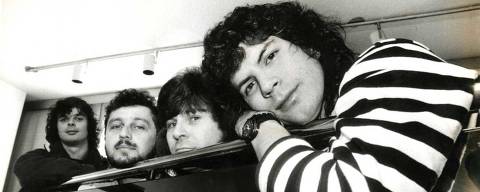 SÃƒO PAULO, SP, BRASIL, 00-02-1989: MÃºsica: da esq. para dir., Fernando, LuÃ­s, Paulo Pagiani e Paulo Ricardo, integrantes da banda de rock RPM, posam para foto, em SÃ£o Paulo (SP). (Foto: MÃ¡rcia Zoet/Folhapress)