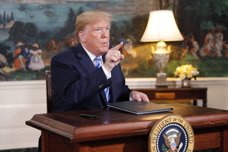 Donald Trump faz pronunciamento para anunciar saída de acordo nuclear com o Irã