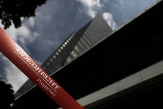 FILE PHOTO: Corporate logo of the Odebrecht SA construction conglomerate is pictured at its headquarters in Sao Paulo