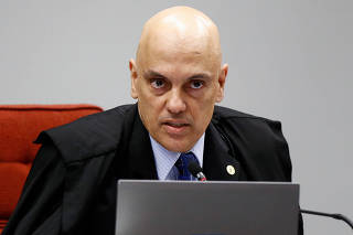 O ministro Alexandre de Moraes durante reunião da Primeira Turma do STF