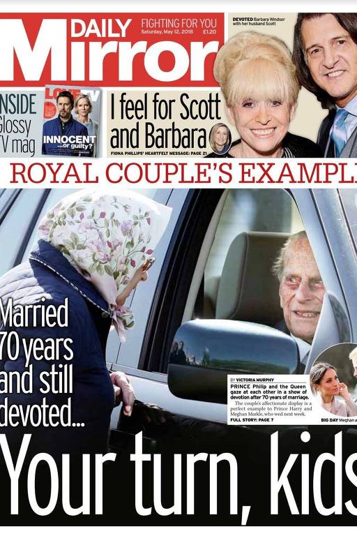 Capa do Daily Mirror sobre o casamento real
