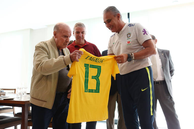 Zagallo visita concentração da Seleção Brasileira na Granja Comary e encontra com Tite