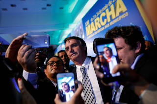 Federal deputy Jair Bolsonaro, a pre-candidate for Brazil's presidential election attends an event with mayors in Brasilia