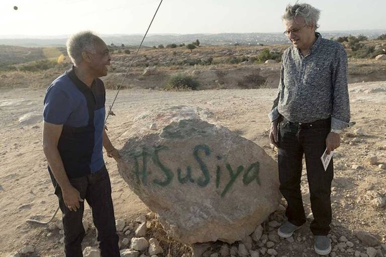 Gilberto Gil e Caetano Veloso em Susiya, na Cisjordânia, em julho de 2015