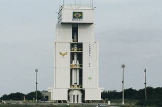 BRAZILIAN ROCKET STANDS READY FOR LAUNCHING