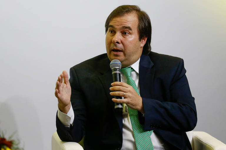 O deputado federal e presidente da Câmara, Rodrigo Maia (DEM-RJ), durante sabatina do jornal Correio Braziliense com pré-candidatos à Presidência