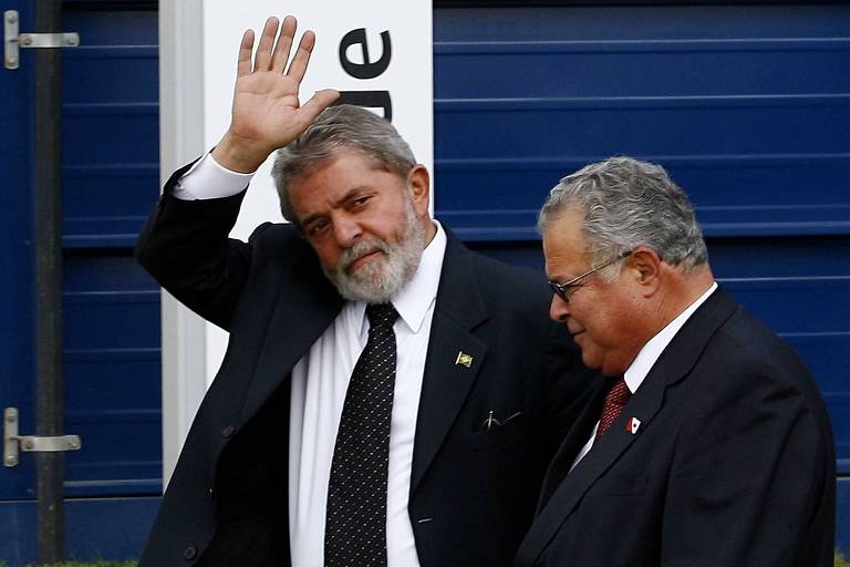 O então presidente Luiz Inácio Lula da Silva (PT) e o empresário Emílio Odebrecht, em Paulínia (SP), em 2008
