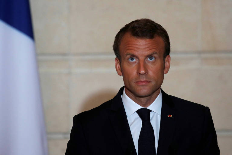 O presidente francês Emmanuel Macron, durante evento em Paris, é o idealizador da lei 