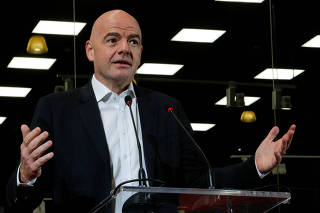 FIFA President Infantino takes part in the opening of the 2018 World Cup International Broadcast Centre in Moscow
