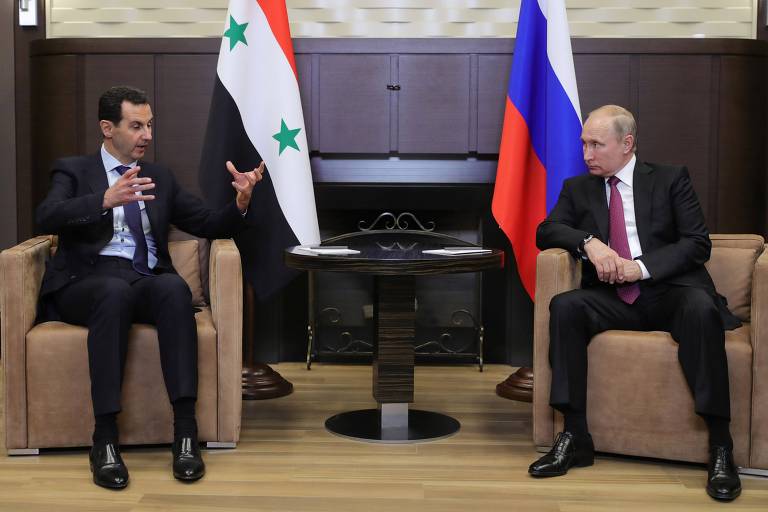 O ditador sírio, Bashar al-Assad, em encontro em maio com o presidente russo, Vladimir Putin, em Sochi