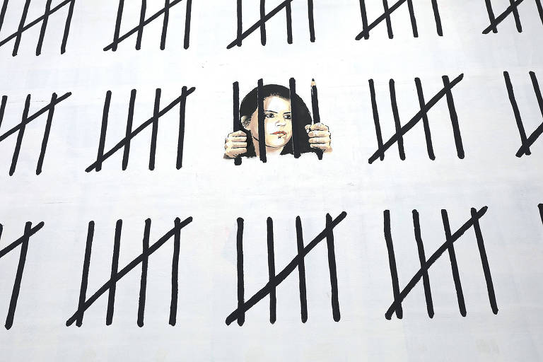 Obra de Banksy em uma exposição em março de 2018 em Nova York 