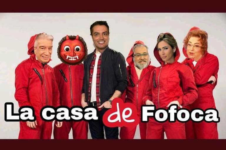 Meme com apresentadores do Fofocalizando, sem imagem de Mara Maravilha