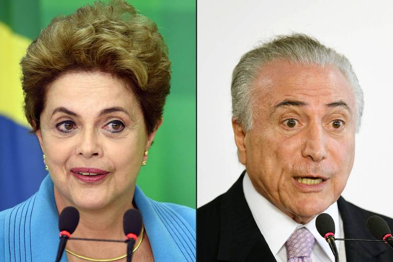 Na montagem, a ex-presidente Dilma e o ex-presidente Temer
