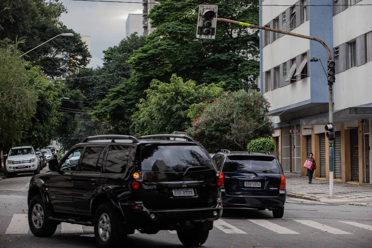 Semáforo quebrado no centro de São Paulo