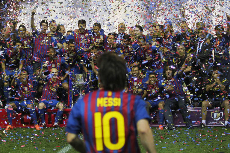 Messi em comemoração da final da Copa do Rei, na Espanha