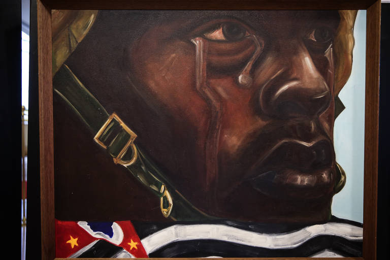 Pintura em homenagem à combatente da Revolução de 1932, na qual São Paulo tentou derrubar o governo Getúlio Vargas e instalar uma Constituinte, em exibição no Tribunal de Justiça de São Paulo, no centro da capital paulista